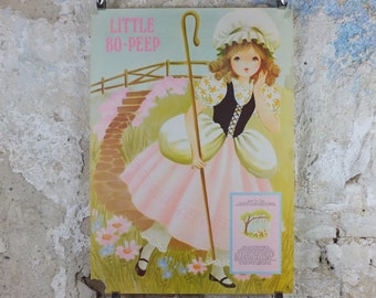 1970s Little Bo Peep Nursery Poster, Vintage nursery rhyme, from Rustcraft greeting cards, wall art decor
