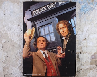 1996 Doctor Who Poster, The Doctors Paul McGann with Sylvester McCoy BBC vintage science fiction gifts for teenagers, fantasy wall art decor