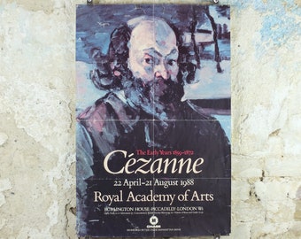 1988 Cezanne Poster, Self Portrait from 1872, Royal Academy of Arts, impressionists, artist gallery exhibition wall art decor