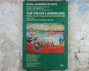 1991 Royal Academy of Arts Poster, Andre Derain, "Boats in the Port of Collioure" 1905 Fauvism artist gallery exhibition, wall art decor