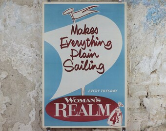 1950s Makes Everything Plain Sailing Poster, Woman's Realm magazine advertising, wall art retro decor