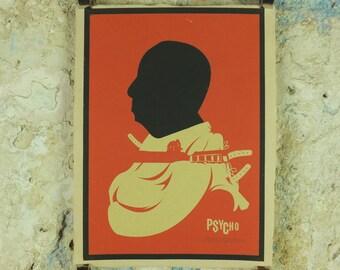 Psycho Movie Poster, Alfred Hitchcock, Anthony Perkins & Janet Leigh, wall art, horror mystery suspense, cinema memorabilia