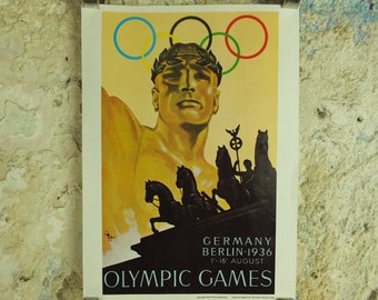 Vintage Olympic Games Berlin Germany Poster rings sports sport international summer wall art reprint 1970s