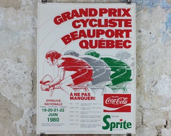 1980 Quebec Cycling Poster, Grand Prix Cycliste, Beauport, Quebec, Canada, racing bike, road racing, Mamil, wall art retro decor