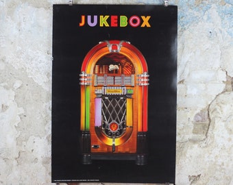 1988 Wurlizter Jukebox Poster, colourful retro advertising for the grandest music players ever, gifts for music lovers, wall art decor