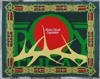 Jesus Christ Superstar Poster, 1970s, Crown of Thorns, halo, celtic design, from the Theatre Royal, theatre memorabilia, wall art decor