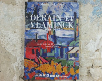 2001 Maurice de Vlaminck Poster, Derain & Vlaminck, "Les Bateaux Lavoirs" 1906 Fauvism artist gallery exhibition, wall art decor