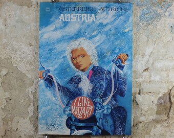 1972 Helmut Leherb Poster, I like Mozart, Vienna School of Fantastic Realism, Surrealism, wall art decor