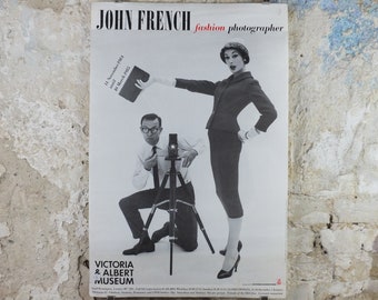 1984 V&A Museum Poster, John Français Fashion Photographer, Daphne Abrams TV Times '57, Victoria and Albert, gallery exhibition wall art décor