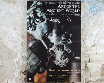 1994 Royal Academy of Arts Poster, Ajax in Bronze 1st Century, "Art of the Ancient World" sculpture gallery exhibition, wall art decor