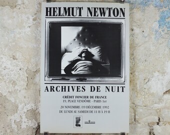 1992 Helmut Newton Poster, Archives de Nuit, erotic nudes photographer, Vogue, artist gallery exhibition wall art decor