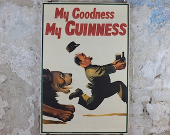 Vintage Guinness Poster, My Goodness My Guinness, from Guinness Museum, 1939 Advertising campaign Wall art by Gilroy retro 1990s