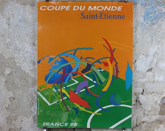 1998 World Cup Poster, Saint-Etienne France 98, Coupe du Monde, Gael Abegg Gauthey, football, soccer, 80 x 60, original sport wall art decor