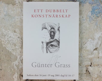 2001 Gunter Grass Poster, Eye & Fly, Sofiero Castle, Helsingborg, Sweden, gallery exhibition, wall art decor