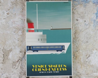 Original Venice Simplon Orient Express Poster, Dover Calais ferry, Fix Masseau, 1985 limited edition of 200, train, art deco, wall art decor