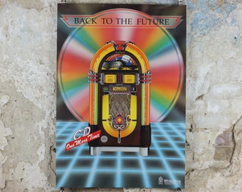 1980s Wurlizter Jukebox Poster, colourful retro advertising for the grandest music players ever, gifts for music lovers, wall art decor