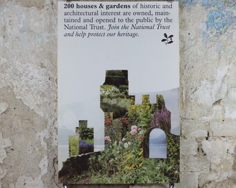 1970s Original National Trust Poster, 200 Houses and Gardens, by Michael Carney, heritage conservation, wall art retro decor
