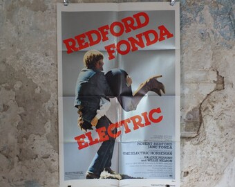 Original Vintage Movie Poster Electric 1979 1970s wall art Robert Redford Jane Fonda horse equestrian US one sheet cinema film memorabilia