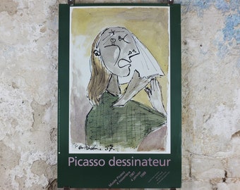1987 Pablo Picasso Poster, The Weeping Woman, Dora Maar, La femme qui pleure, Picasso Museum, artist gallery exhibition, wall art decor