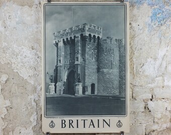 1947 Southampton Bargate Britain Poster, Gatehouse, Travel Association United Kingdom, travel tourism holiday vacation wall art decor