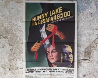 Original Vintage Movie Poster Bunny Lake is Missing 1965 1960s wall art Laurence Olivier murder mystery US one sheet cinema film memorabilia