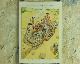 Original Vintage Gentle Art of Making Guinness Poster Early Morning on the Farm advertising ale Irish stout beer print wall art retro 1980s
