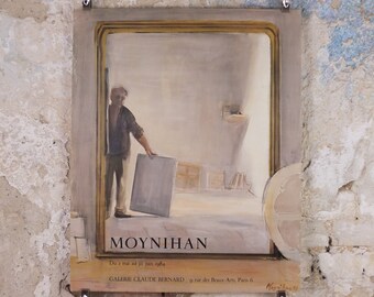 1984 Rodrigo Moynihan Poster, Artist's studio, Galerie Claude Bernard, Paris, Objective Abstraction, gallery exhibition wall art decor