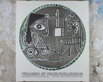 1978 Pablo Picasso Exhibition Poster, Jacqueline at her easel, Pace/Columbus, Dada Surrealism, artist gallery exhibition, wall art decor
