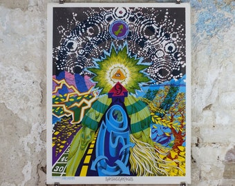 1967 Sagittarius Poster, Zodiac Astrology Star Sign, by Robert McClay, Funky Features, San Francisco, Psychedelic, Hippy, wall art decor