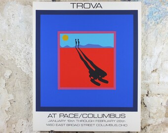 1972 Ernest Trova Poster, Falling Man in bright bold color, Pace Columbus Ohio, amazing condition, American sculpture painter wall art decor
