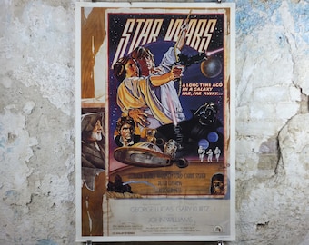 1995 Star Wars Style D Poster, by Zigzag Posters Germany, Mark Hamill, Harrison Ford, Carrie Fisher, wall art cinema film memorabilia