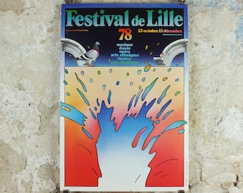 1978 Festival de Lille Poster, arts, music and theatre by Jacques Leclereq, wall art decor