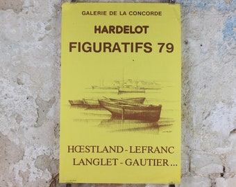 1979 Rowing dingy Poster, beach and fishing art, seascapes, French painter, wall art decor