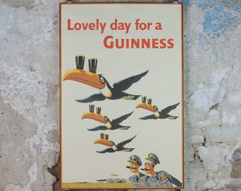 Vintage Guinness Toucan Poster, Lovely day for a Guinness, from Guinness Museum, advertising wall art by Gilroy retro 1930s 1935
