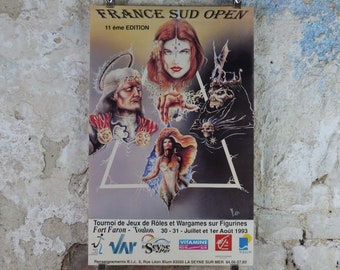 1993 French Roleplay, Wargame and Figurine Poster, from Toulon, Fort Faron, Tournoi de Jeux de Roles et Wargames fantasy wall art decor