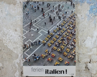1960s Venice Travel Poster, St Marks Square, Piazza San Marco, Vintage Italian Venezia, travel tourism, holiday vacation, wall art decor