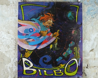 1969 Bilbo Baggins Poster, Hobbit by D. de S. Pernes, J.R.R. Tolkien, Lord of the Rings, Middle Earth, fantasy fiction wall art decor