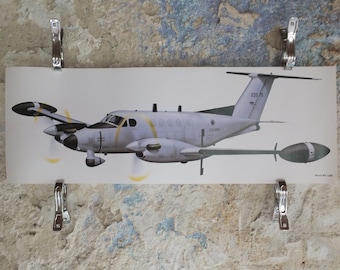 Original Vintage Poster Beech RC-12D by Chris Davey military air force airplane aeroplane  wall art 1980s