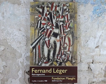 1988 Fernand Leger Poster, The Balcony, Retrospective, Fondation Maeght, Cubism and Modernism, gallery exhibition, wall art decor