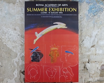 1993 Royal Academy of Arts Poster, Sonia Lawson, "Nice people and leaping Hare" 1993 abstract artist gallery exhibition, wall art decor