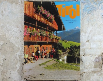 1970s Tyrol in the Summer Poster, Austria, flowers on the ski chalet, mountain tourism skiing vacation wall art decor