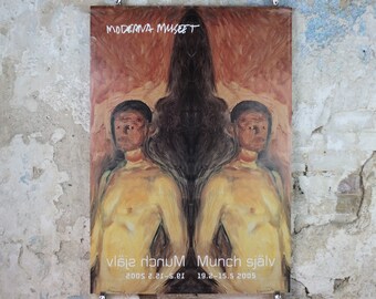 2005 Edvard Munch Poster, Self portrait in Hell, Moderna Museet Stockholm, Expressionism, Symbolism, gallery exhibition, wall art decor