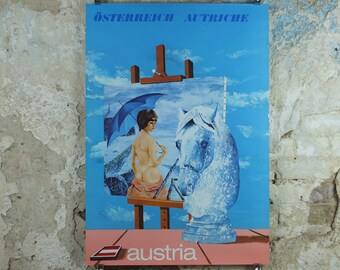 1972 Helmut Leherb Poster, Austria, Osterreich Autriche, Knight, Easel, Vienna School of Fantastic Realism, Surrealism, wall art decor