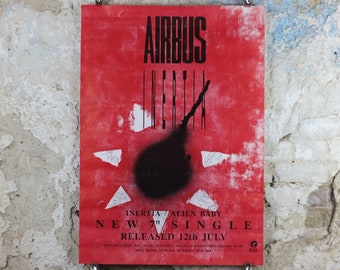 1993 Airbus Poster, Signed Inertia Release, Bristol Colston Hall, pop rock music, musical wall art decor