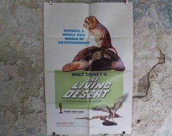 Original Vintage Movie Poster Living Desert 1967 1960s wall art shrew eagle snake turtle shrew acadamy US one sheet cinema film memorabilia