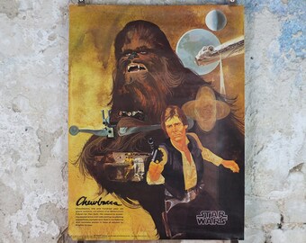 1977 Star Wars Chewbacca and Han Solo Poster, by Del Nichols, Coca Cola, Burger Chef, Millennium Falcon wall art