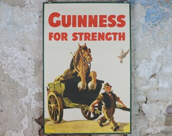 Vintage Guinness Poster, Guinness for Strength, from Guinness Museum, 1949 Advertising campaign Wall art by Gilroy retro 1990s