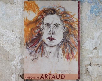 1987 Antonin Artaud Poster, Portrait de Minouche Pastier, Centre Georges Pompidou, avante-garde, abstract, gallery exhibition wall art decor