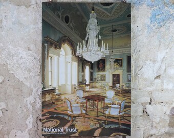 1970s Original National Trust Poster, The Saloon, Saltram House, Devon, West Country, England, heritage conservation, wall art retro decor