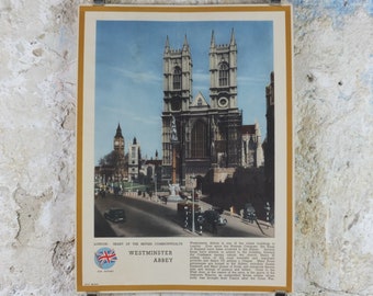 1940s Westminster Abbey Poster, World War 2, WW2, London - Heart of the British Commonwealth, original print, wall art decor